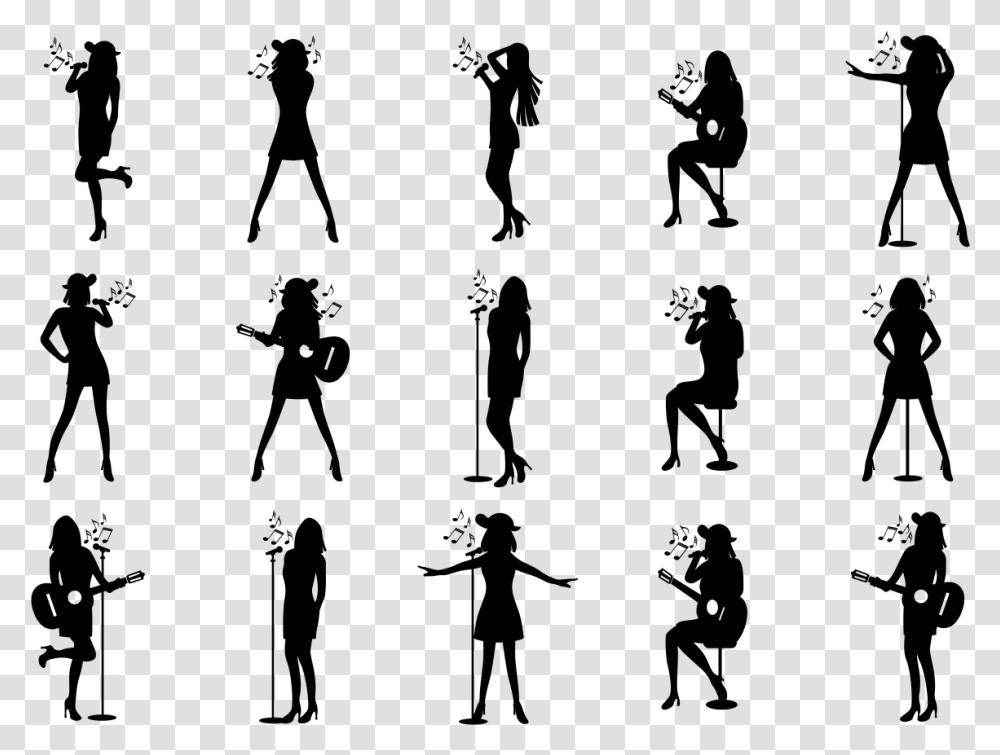Included In This Pack Are People On Silhouette Background Female Singer Silhouette, Gray, World Of Warcraft Transparent Png