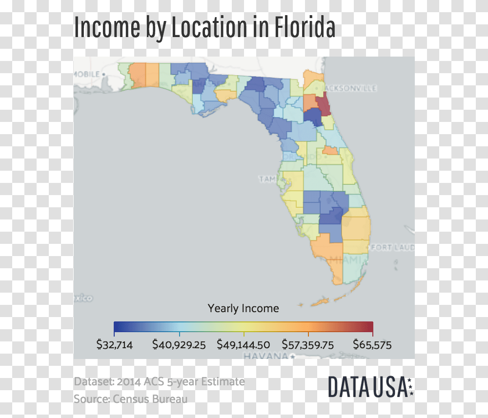 Income By Location In Florida, Map, Diagram, Plot, Atlas Transparent Png