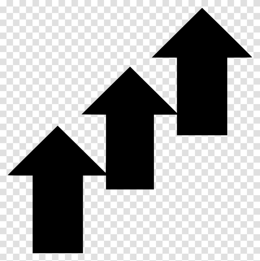 Increase Arrow Increasing Arrow Black And White, Cross, Recycling Symbol, Road Transparent Png