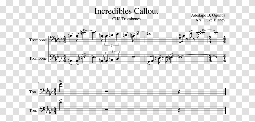 Incredibles Callout Sheet Music For Trombone Download Sheet Music, Gray, World Of Warcraft Transparent Png