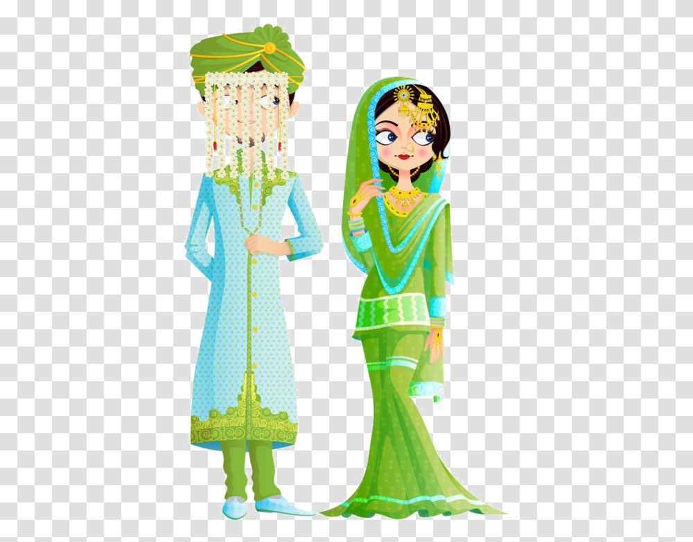 India Cartoon Wedding Muslim Couple Images Cartoon, Costume, Doll, Person Transparent Png