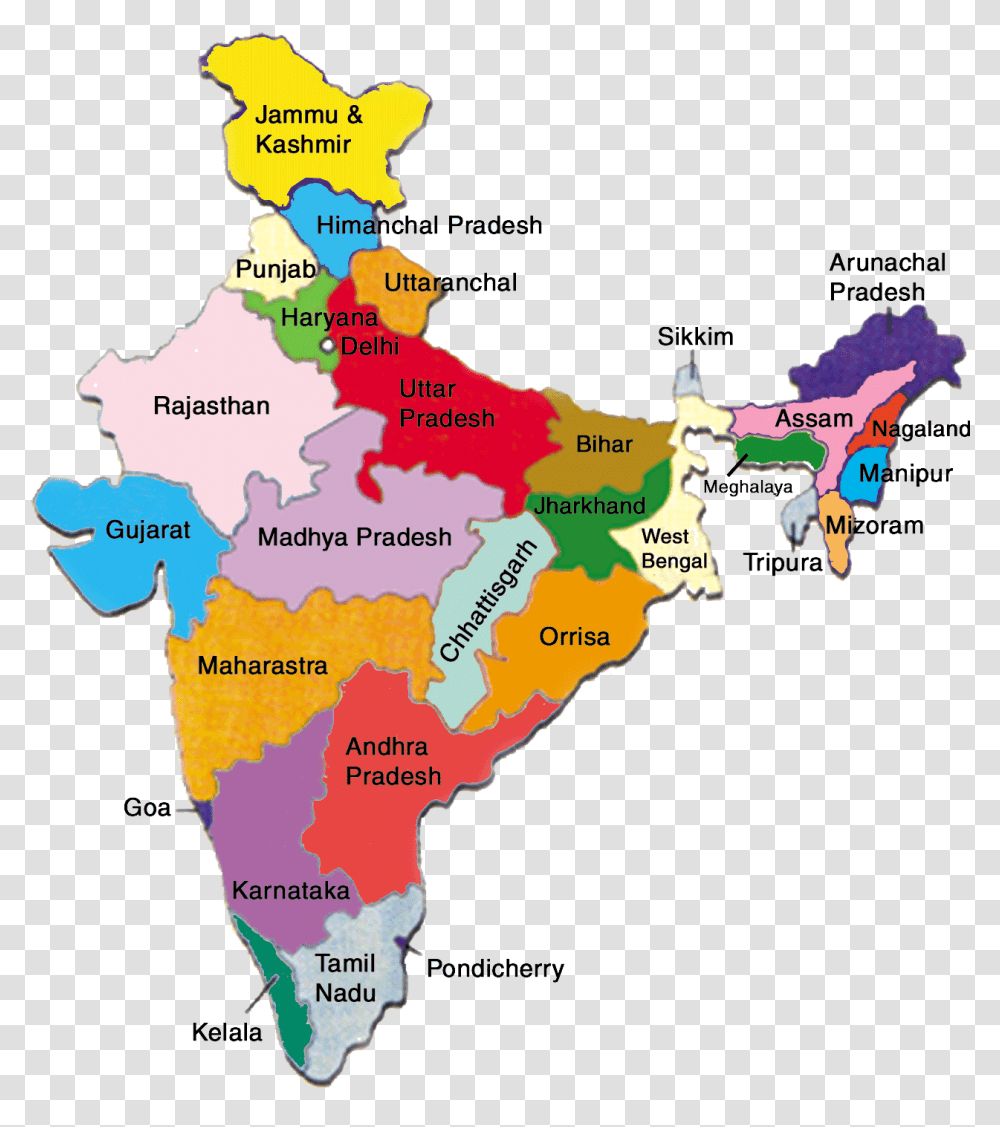 India Political Map 3 Image India Map With Status, Diagram, Plot, Atlas, Person Transparent Png