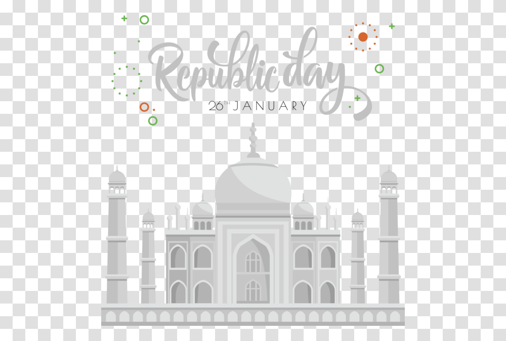 India Republic Day Landmark White Green Republic Day 26 January, Dome, Architecture, Building, Mosque Transparent Png