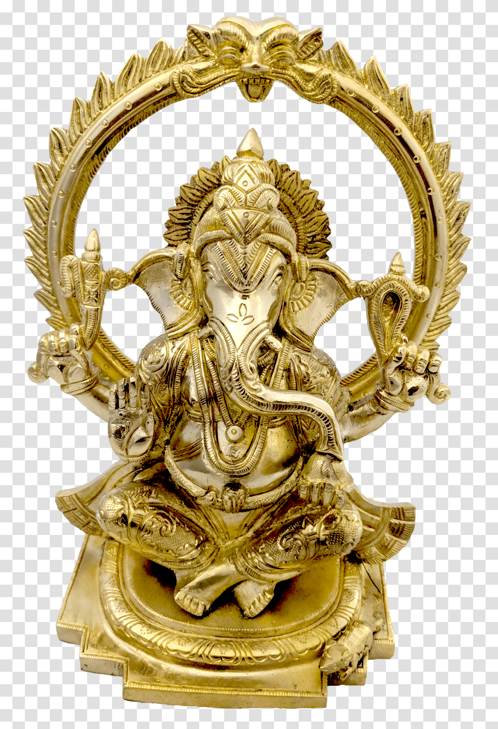 Indian Brass Handicraft Ganesh Statue, Cross, Furniture, Gold Transparent Png