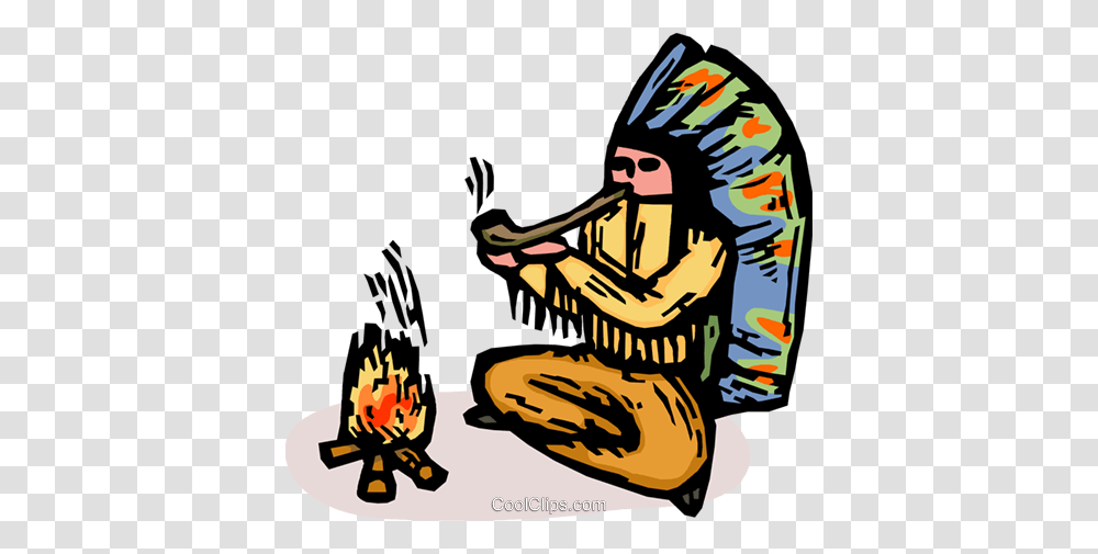 Indian Chief Smoking A Pipe Royalty Free Vector Clip Art, Leisure Activities, Musical Instrument, Person, Human Transparent Png