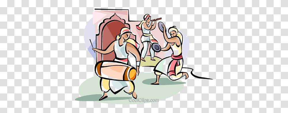 Indian Dancers With Drum Royalty Free Vector Clip Art Illustration, Person, People, Sport, Team Sport Transparent Png