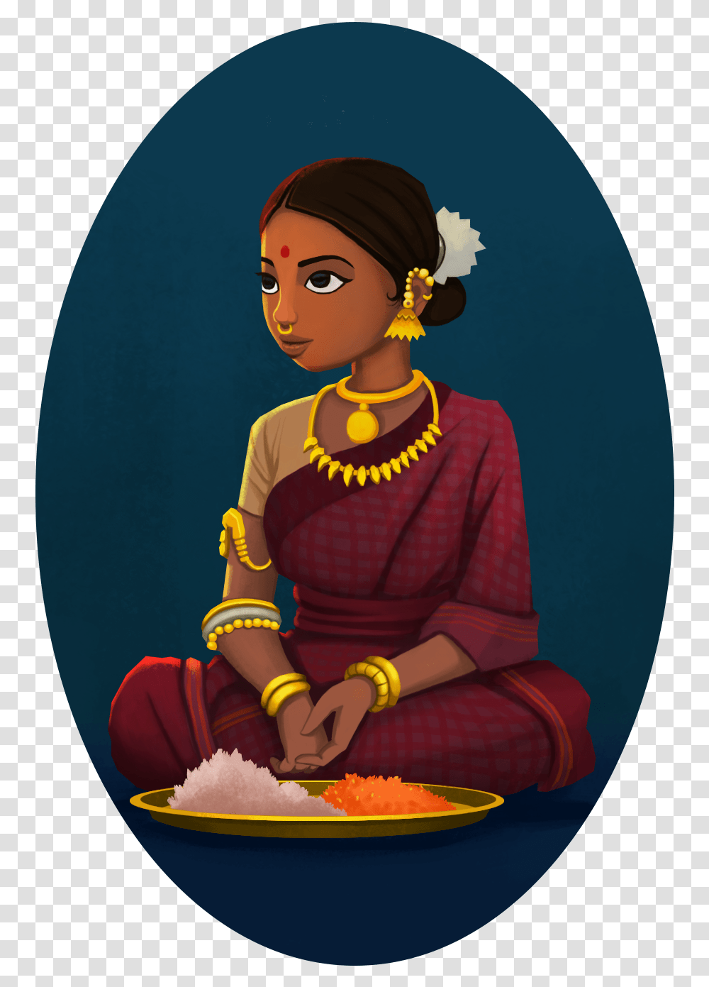 Indian Girl Selling Flowers Character Design My Painting Indian Art Woman, Person, Accessories, Jewelry, Worship Transparent Png