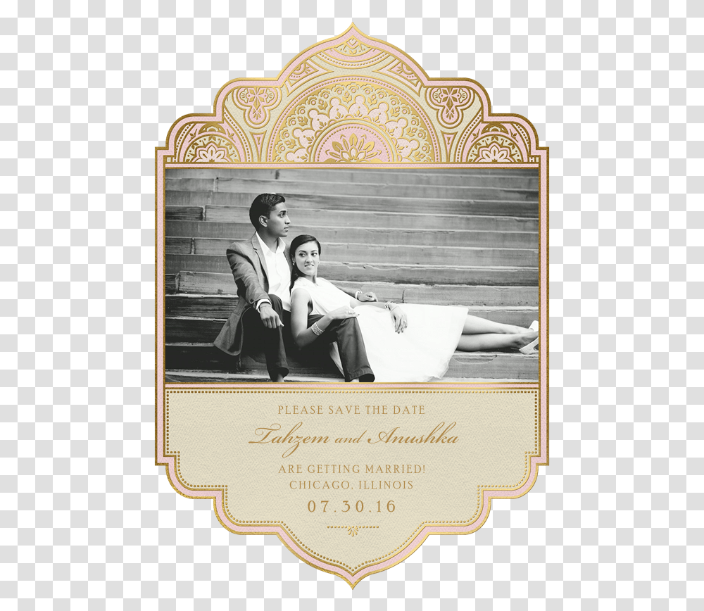 Indian Inspired Save The Date In Pink, Person, Label Transparent Png