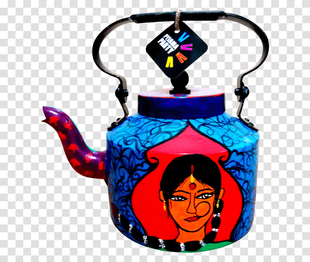 Indian Kettle Clipart Download Warli Art On Decorative Kettle, Pottery, Teapot, Person, Human Transparent Png