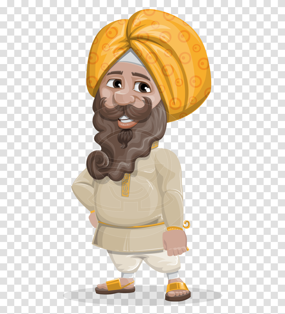 Indian Man With Turban Cartoon Vector Character Aka Indian Man With Turban Cartoon, Toy, Face, Hat Transparent Png