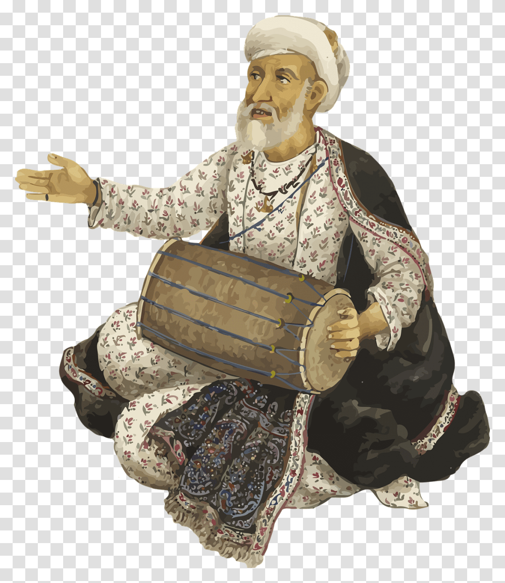 Indian Music Instriment Painting, Person, Sitting, Costume Transparent Png