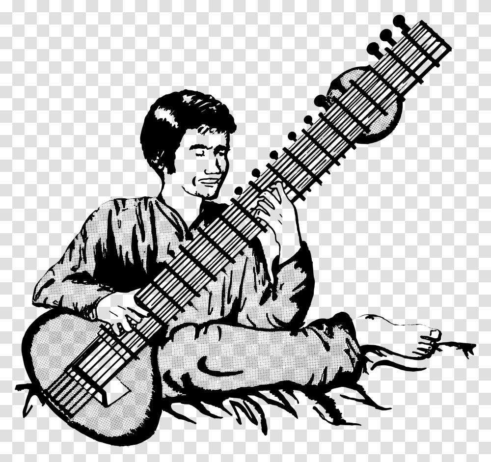 Indian Music Instruments Sitar Player Clipart, Gray, World Of Warcraft Transparent Png