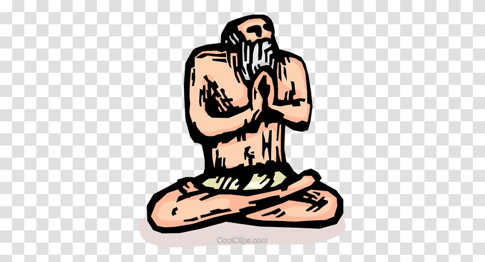 Indian Practicing Meditation Holy Man Royalty Free Vector Clip, Person, Human, Kneeling, Worship Transparent Png