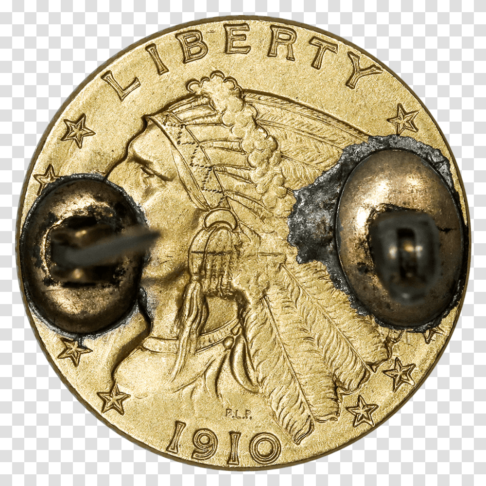 Indian Quarter Eagle Gold Coin Pin Bronze, Money, Nickel Transparent Png