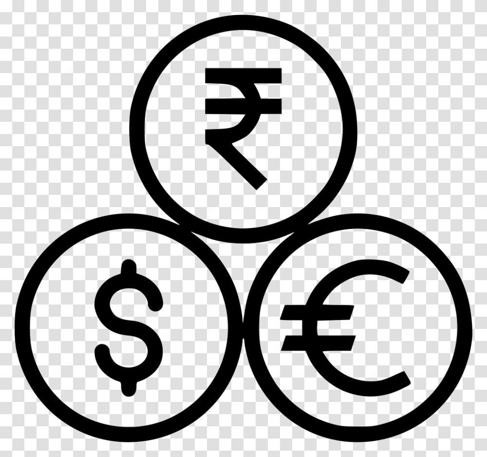 Indian Rupee Dollar Euro Currency Coin Money Dollar Euro Rupee, Number, Sign Transparent Png