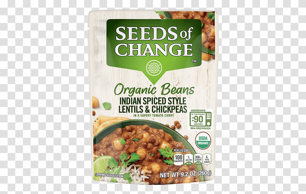 Indian Spiced Style Lentils Amp Chickpeas Seeds Of Change Beans, Meal, Food, Dish, Bowl Transparent Png