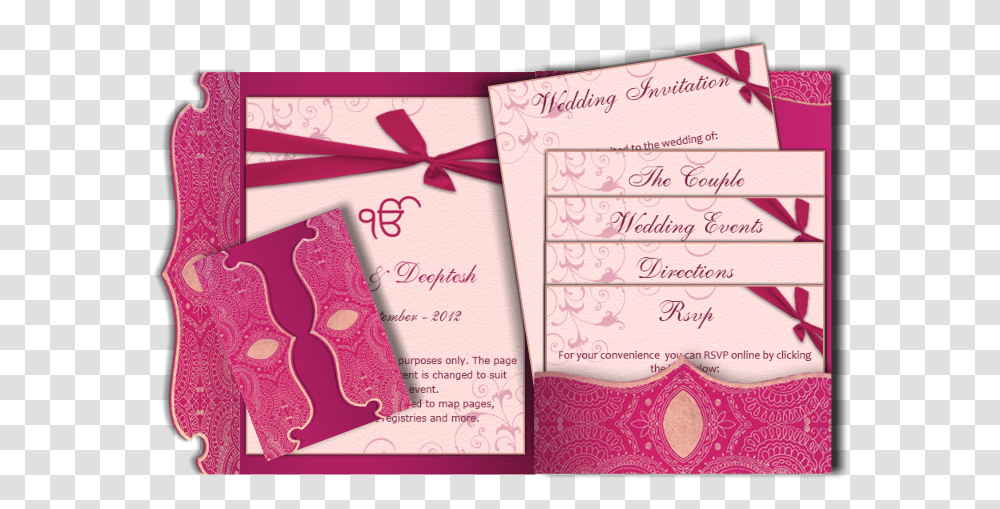 Indian Wedding Card Pink Design For Wedding Invitation, Envelope, Mail, Book Transparent Png