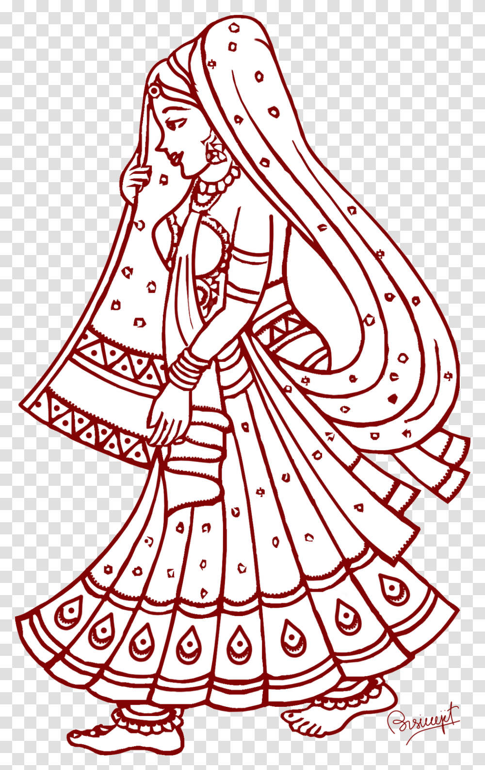 Indian Wedding Free Line Art Clip Indian Bride Clipart, Dance Pose, Leisure Activities, Performer, Flamenco Transparent Png
