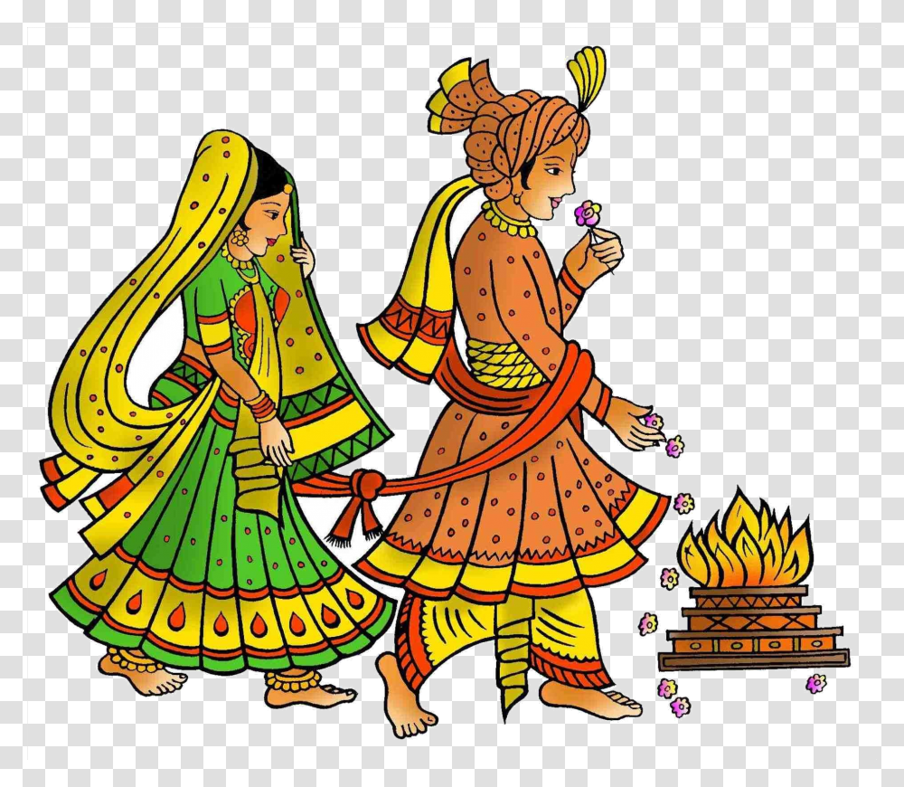 Indian Wedding Hindu Ceremony Clipart Cards Wedding Clipart Colour, Person, Crowd, Leisure Activities, Dance Pose Transparent Png