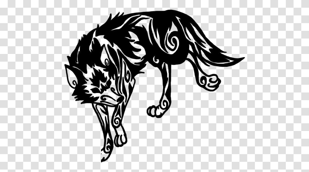 Indian Wolf Hd Image Indian Wolf Clipart Tribal Wolf, Stencil, Handwriting Transparent Png