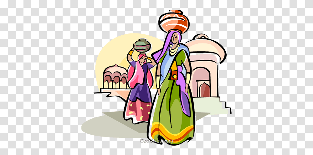 Indian Women Carrying Water Royalty Free Vector Clip Art Vector Indian Woman, Person, People, Female, Poster Transparent Png