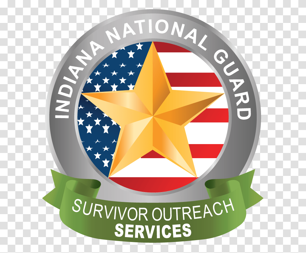 Indiana National Guard Survivor Outreach Services Logo Emblem, Star Symbol, Label Transparent Png