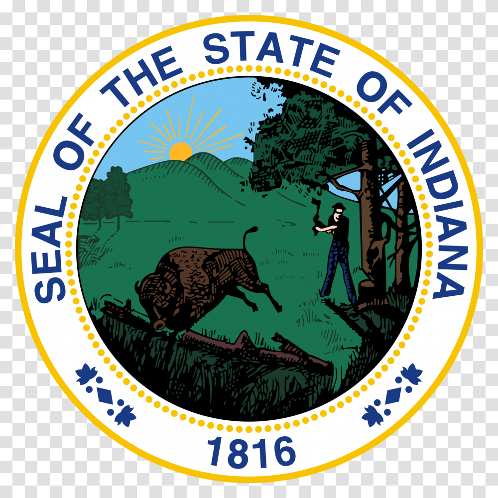 Indiana State Seal Download Seal Of Indiana, Label, Logo Transparent Png