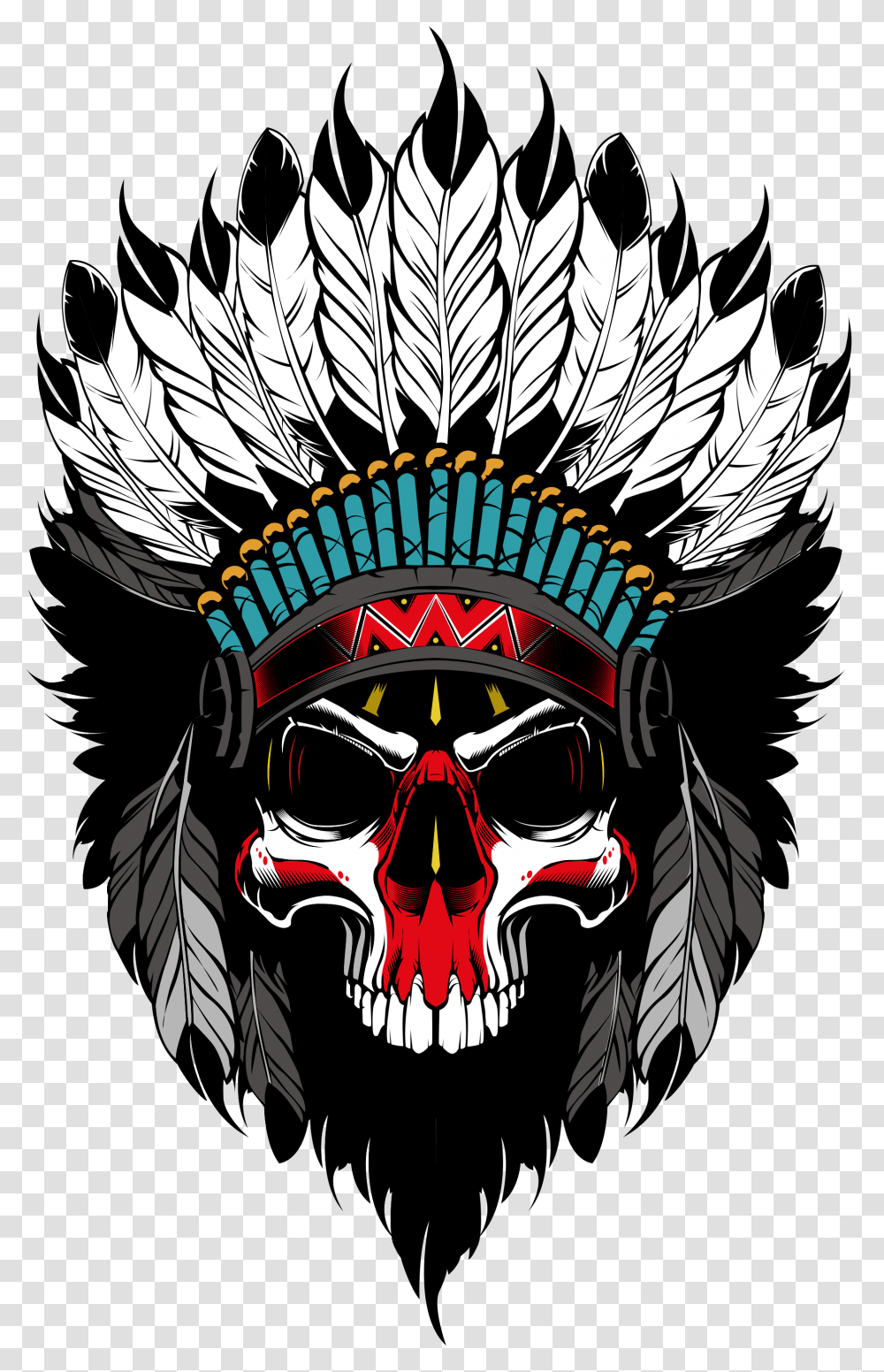 Indians Skull Fabric Pattern Skull Art Skull, Emblem, Hair Transparent Png