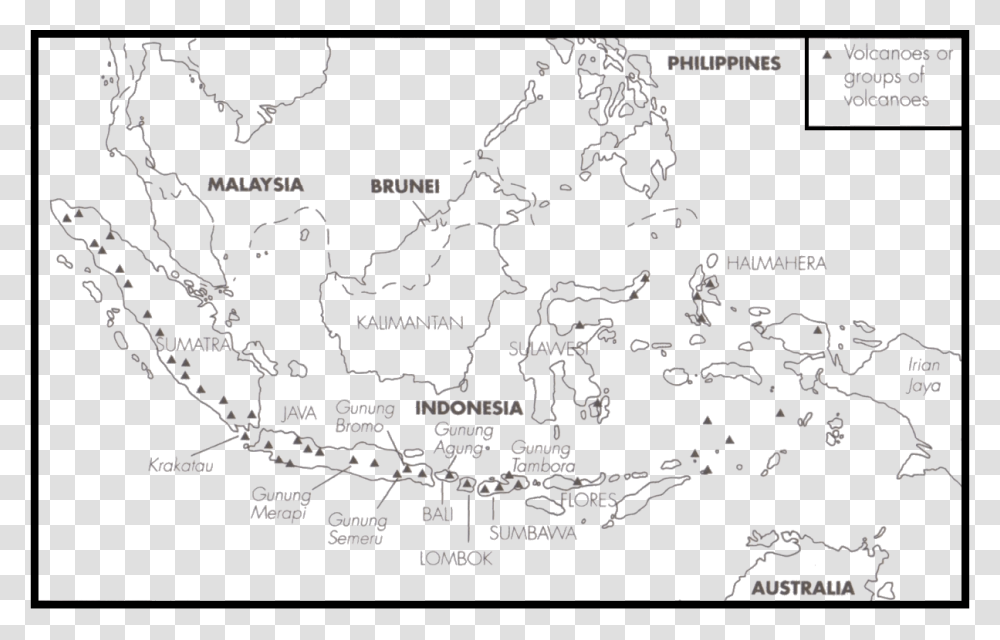 Indonesia A Volcanoes No Map, Plot, Diagram, Atlas, Bird Transparent Png