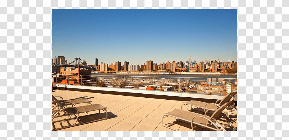 Industrial Chic Loft Nyc Skyline, Chair, Furniture, Water, Waterfront Transparent Png