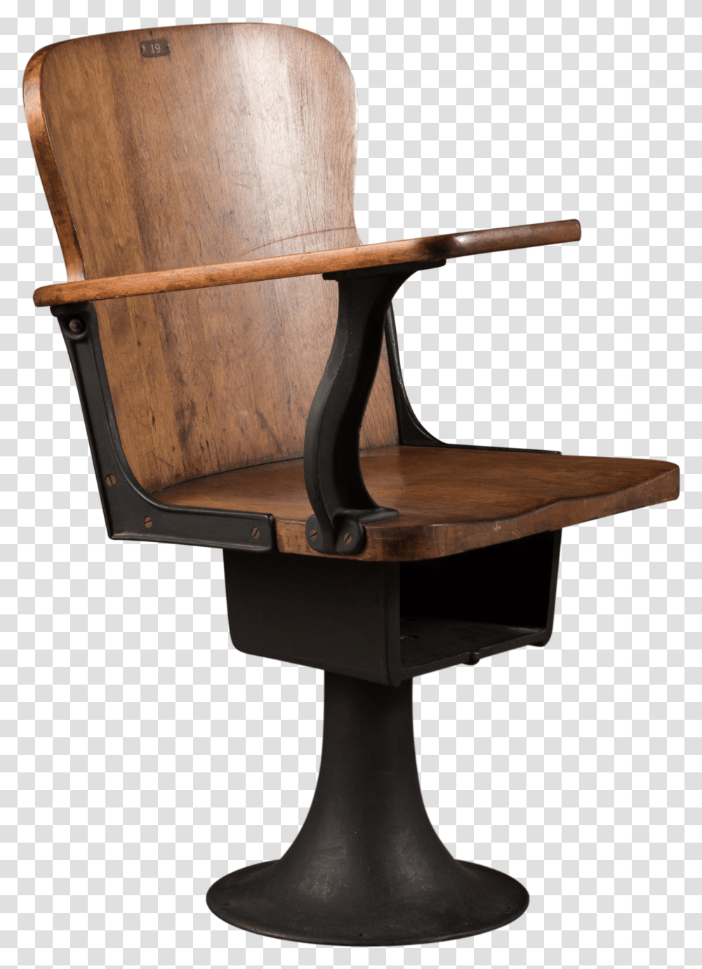 Industrial School Chair With Iron Base And Writing Desk Solid Transparent Png