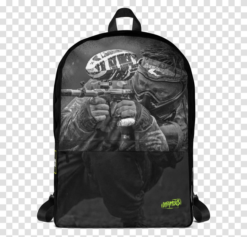 Infamous Paintball Troll Backpack Mrbeast Backpack, Person, Human, Helmet Transparent Png