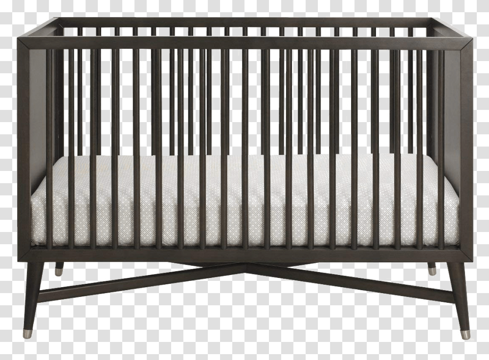 Infant Bed Clipart Black Mid Century Modern Crib, Furniture, Electronics, Gate, Keyboard Transparent Png