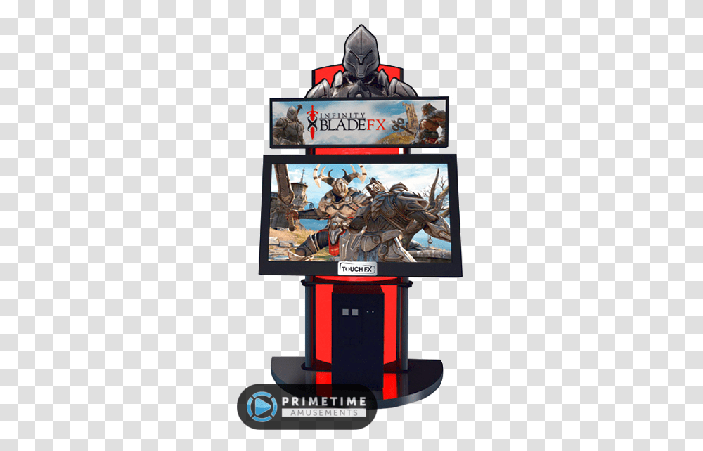 Infinity Blade Fx Arcade By Adrenaline Amusements Infinity Blade Dave And Busters, Person, Advertisement, Screen, Electronics Transparent Png