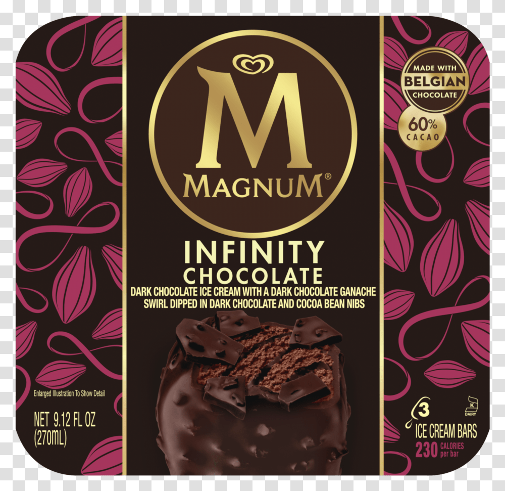 Infinity Chocolate Ice Cream Bar Magnum Ice Cream Tub, Advertisement, Poster, Flyer, Paper Transparent Png