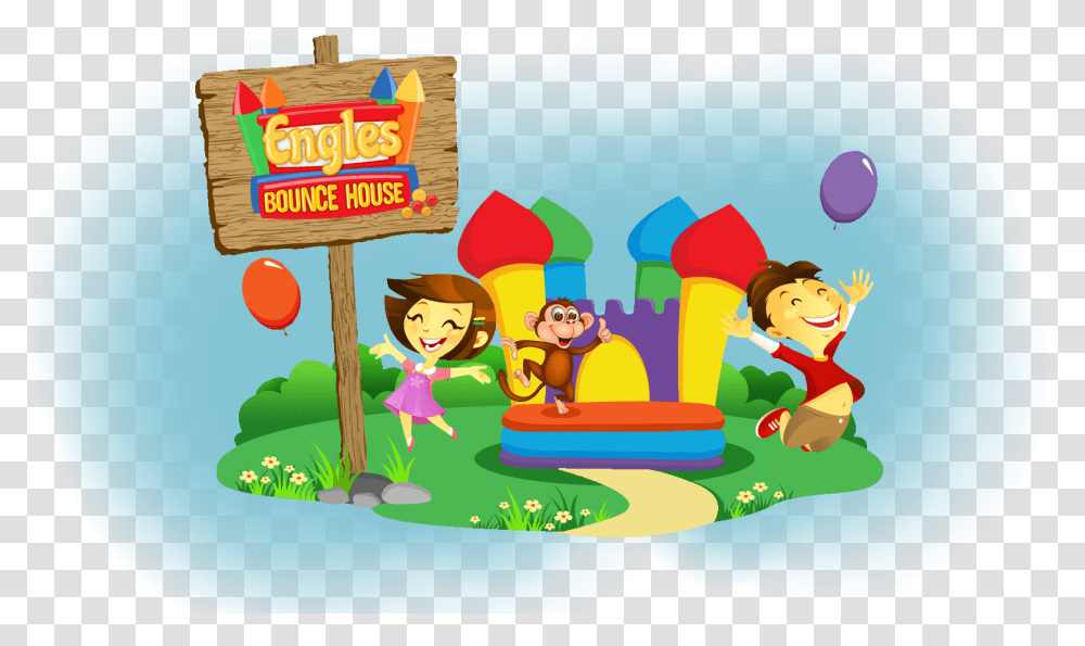 Inflatables Amp Party Rentals Animated Bounce House, Drawing, Crowd, Outdoors Transparent Png