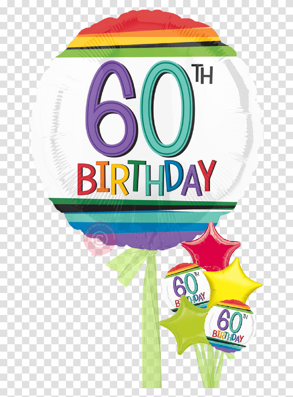 Inflated Num 60 Rainbow 60th Birthday Balloons 60th Balloon Cartoon, Advertisement, Poster, Flyer Transparent Png