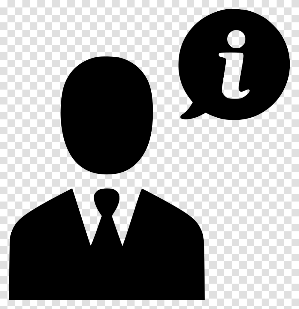 Info Man Help Support Information Business Icon, Stencil, Tie, Accessories, Accessory Transparent Png