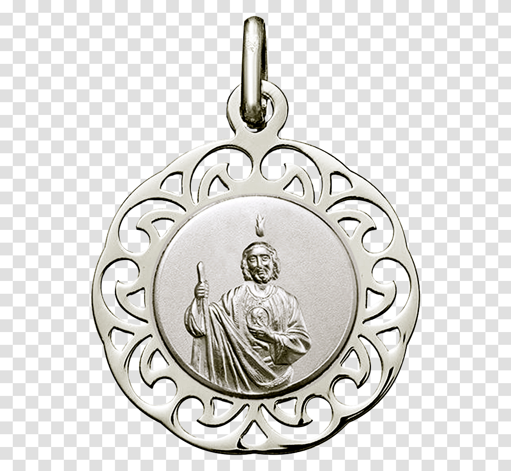 Iniciomedallas De Platamedalla San Judas Tadeo Medalla De San Judas Tadeo De Oro, Pendant, Person, Human Transparent Png