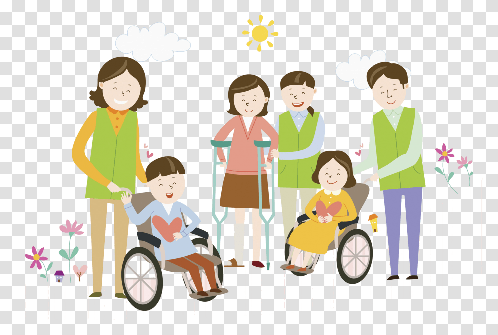 Injury Clipart Disability Person People With Disability Person With Disability Clipart, Family, Chair, Furniture, Drawing Transparent Png
