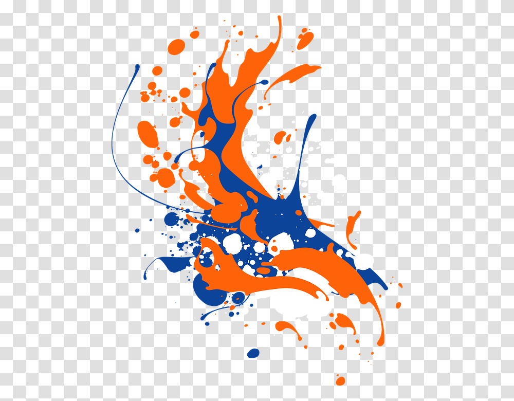 Ink Paint Splash Splatter Orange Blue Splattered Vector Color Splash, Nature, Plot Transparent Png