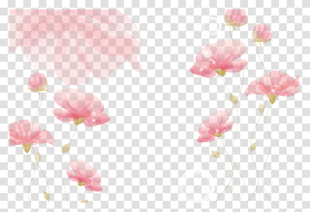 Ink Pink Flowers Background Background Pink Flower, Plant, Blossom, Petal, Graphics Transparent Png