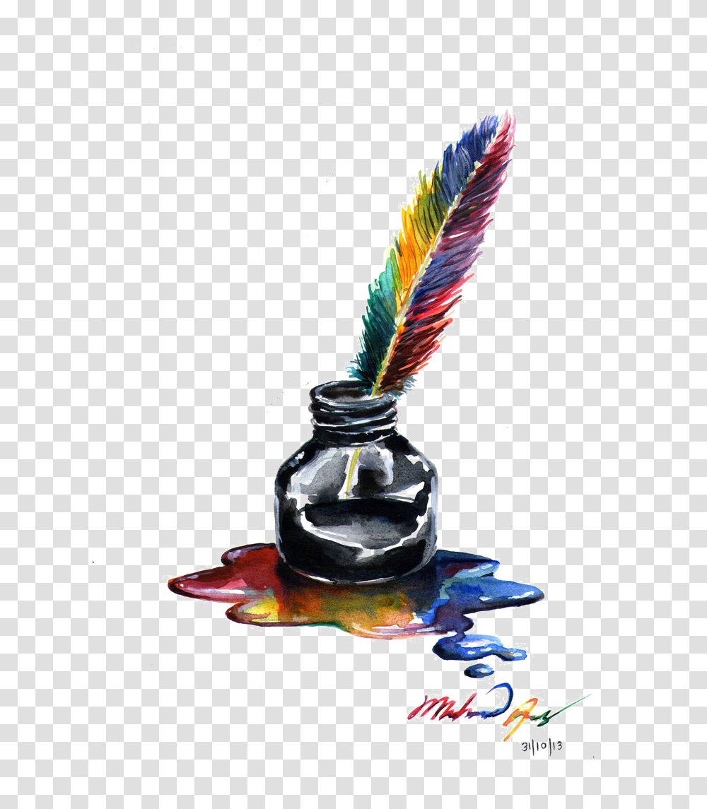 Ink Pot Hd, Bottle, Ink Bottle, Bird, Animal Transparent Png