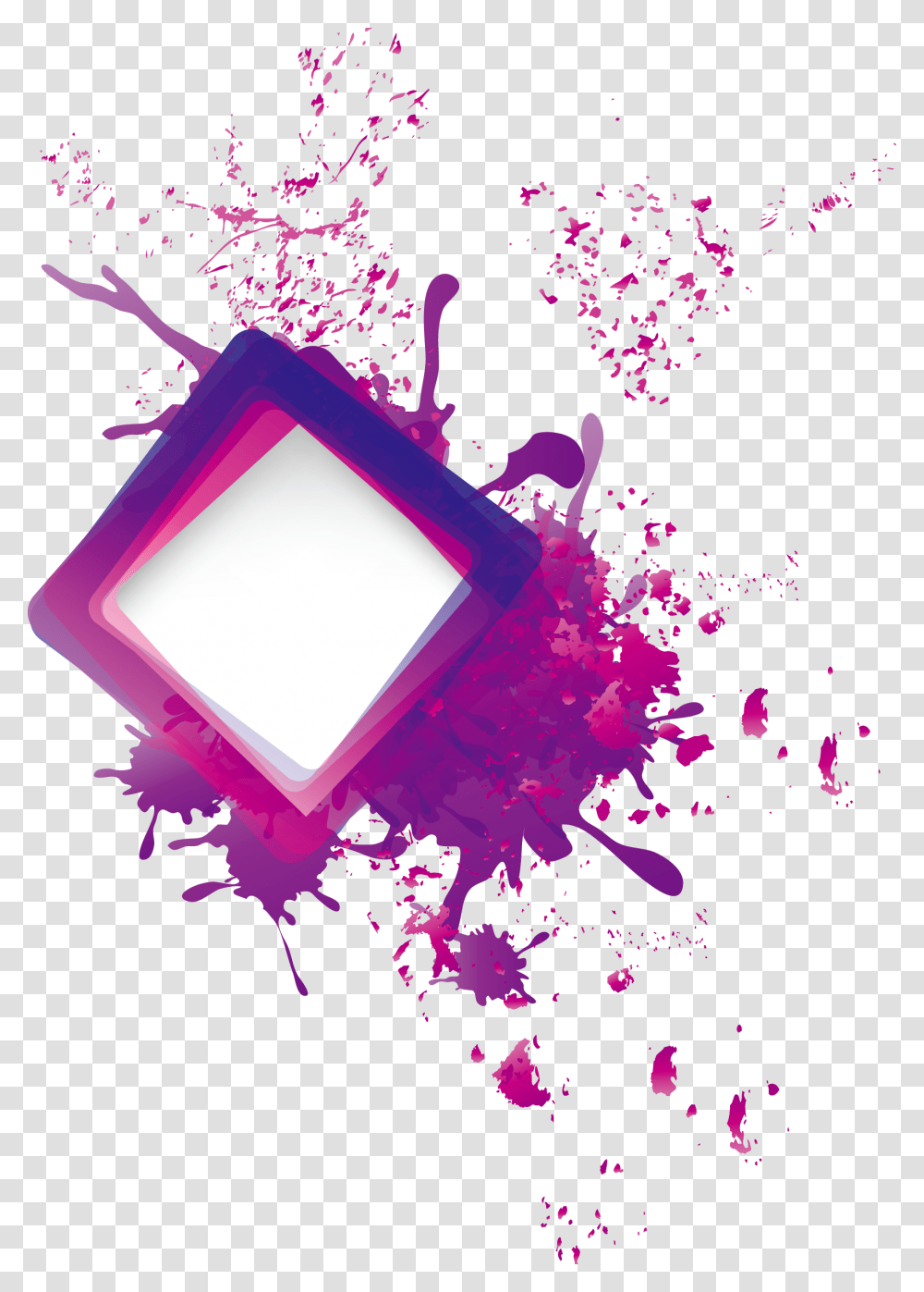 Ink Splash 3d Photo Frame, Purple, Floral Design Transparent Png