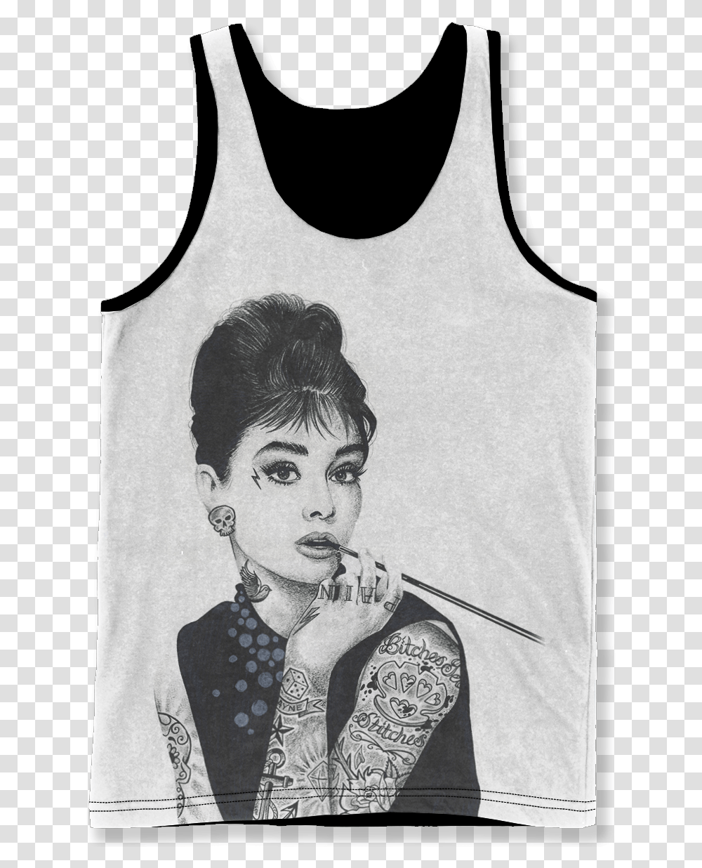 Inked Audrey Sleeveless, Clothing, Apparel, Person, Human Transparent Png