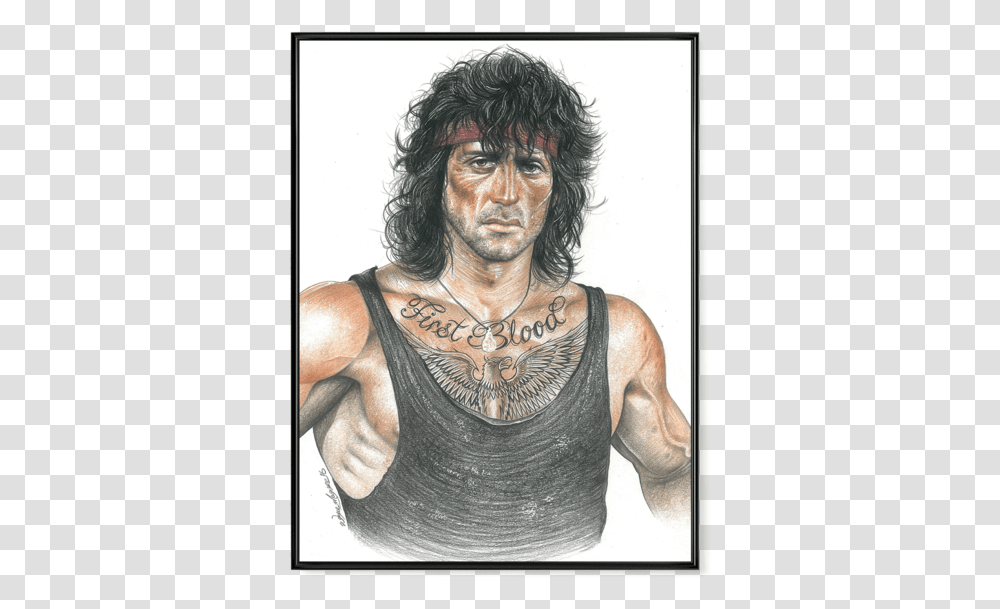Inked Rambo Poster Poster, Skin, Person, Tattoo, Face Transparent Png