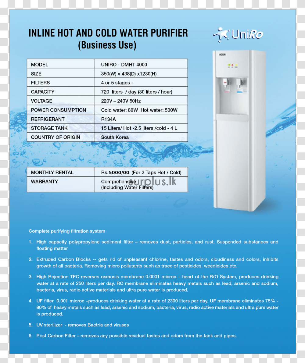 Inline Hot Amp Cold Water PurifierTitle Inline Hot Water Cooler, Flyer, Poster, Paper, Advertisement Transparent Png