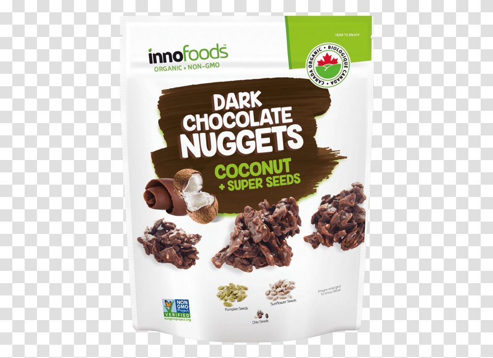 Innofoods Organic Dark Chocolate Nuggets With Coconut, Plant, Sweets, Vegetable, Fudge Transparent Png