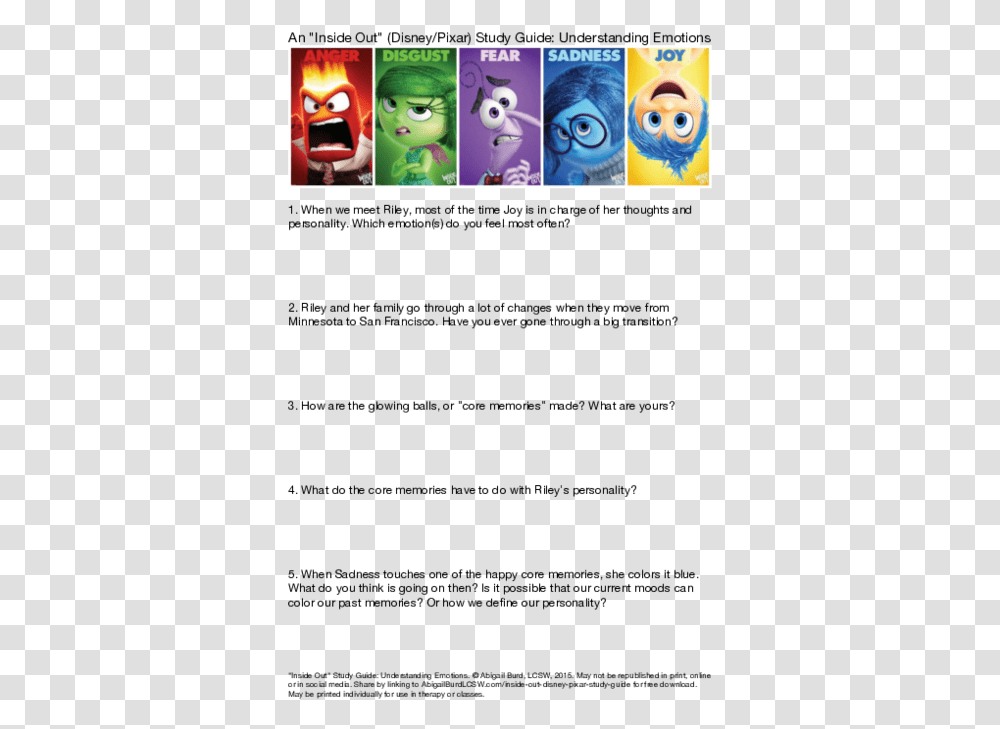Inside Out Study Guide Understanding Emotions, Person, People, Super Mario Transparent Png