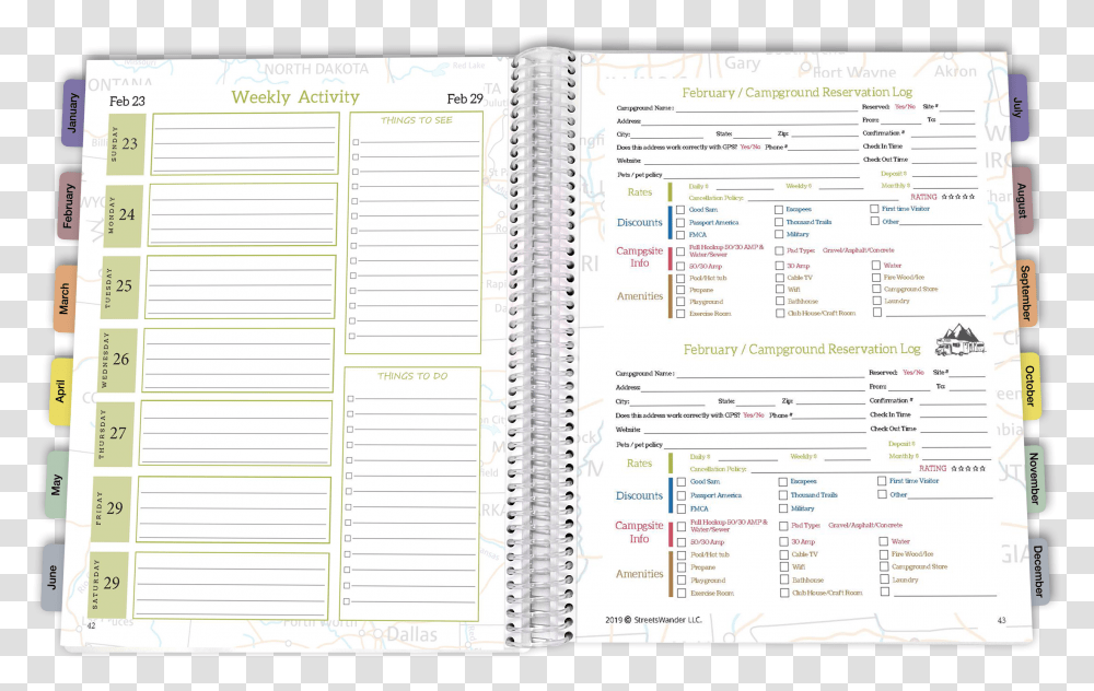 Inside Rv Travel Planner Planner Ideas For 2020 Monthly, Page, Diary, Menu Transparent Png